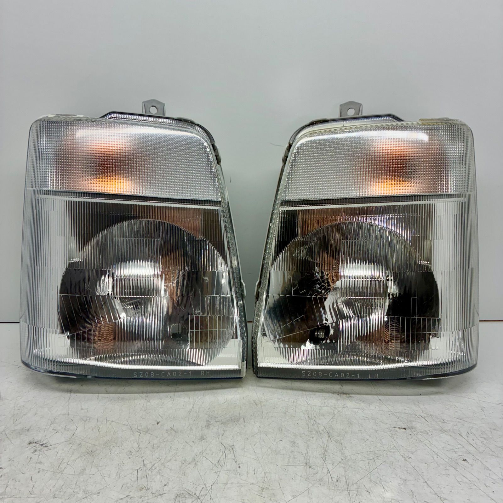 コーティング済 スズキ DA63T DG63T キャリー キャリイ スクラム ヘッドライト ランプ レンズ 左右セット LR レベ無 社外 P71623