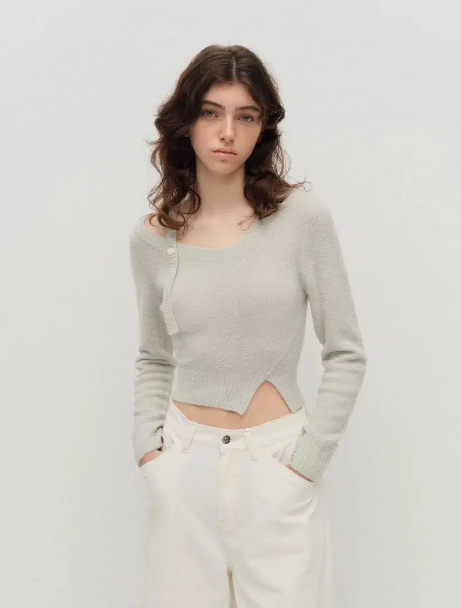 アビエムア ブークレ ONE OFF ショール ウール セーター グレー