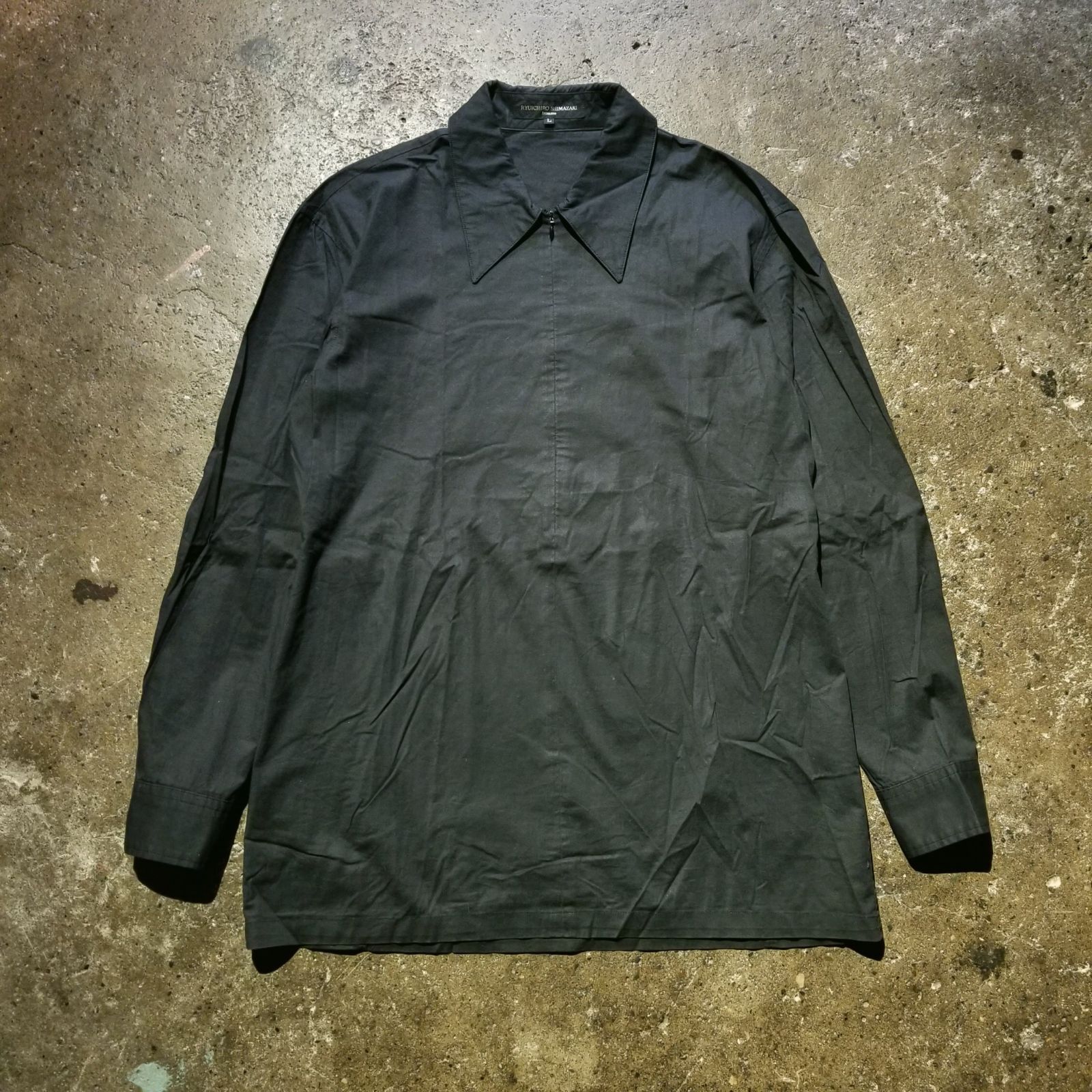 RYUICHIRO SHIMAZAKI 90s ジップアップストレッチシャツ L リュウイチロウ シマザキ 嶋崎隆一郎