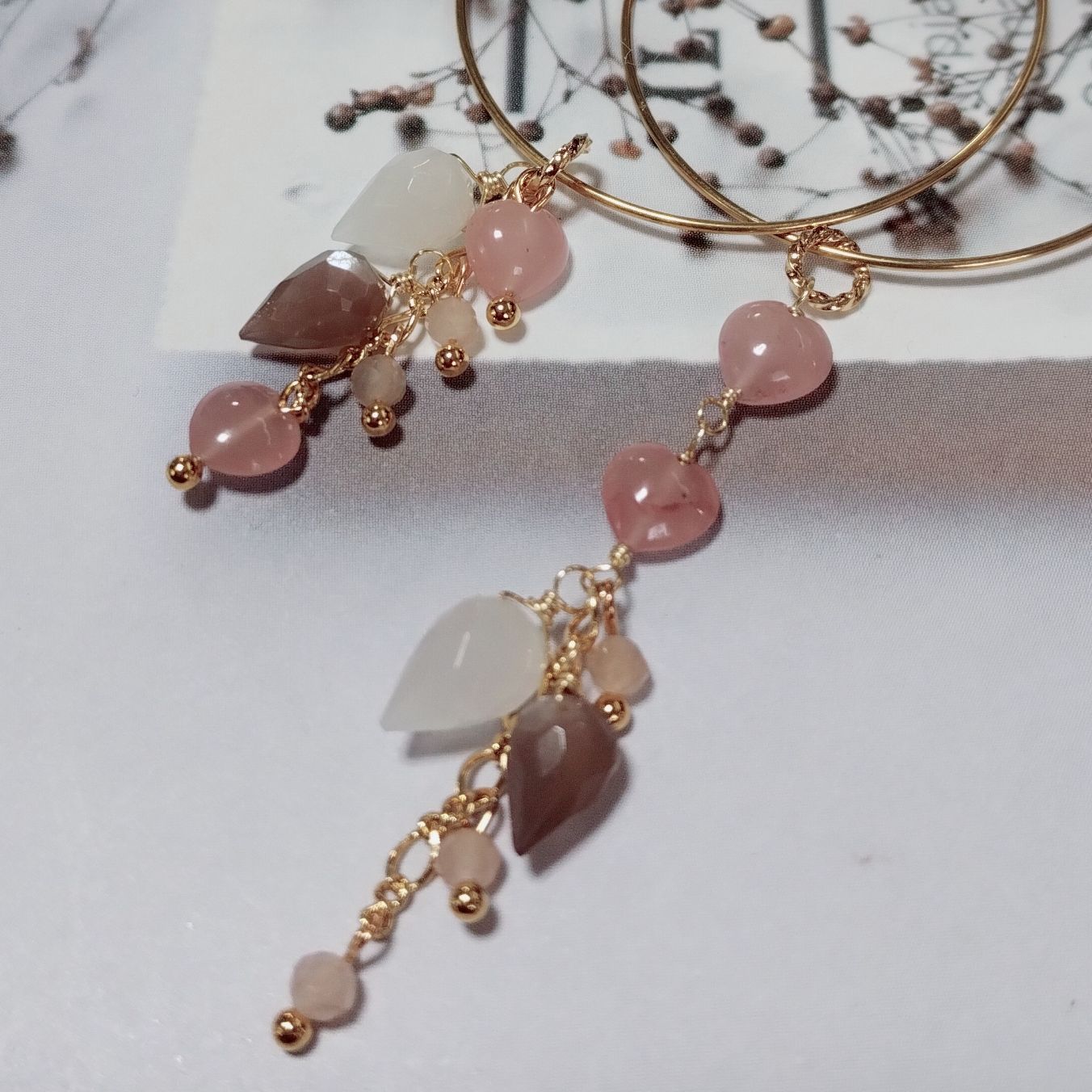 グァバクォーツ ムーンストーン チャーム