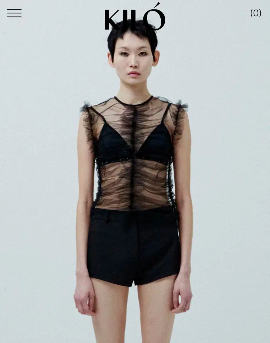 キロ チュール ブラウス Kilo SHEER TULLE BLOUSE black