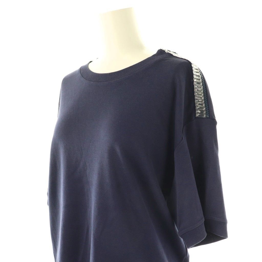 本店なら人気のもSALE価格で! サルヴァトーレフェラガモ Salvatore Ferragamo ビジューTシャツ カットソー 半袖 S ネイビー ES GY53 美術