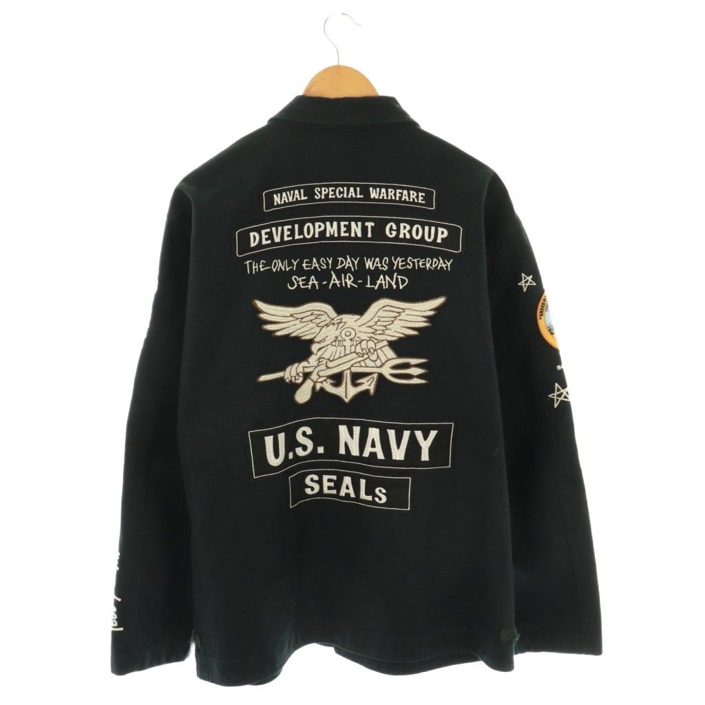 アヴィレックス AVIREX ジャケット ロゴ 刺繍 ワッペン スタンド 2XL 紺 ネイビー AT OS GY53