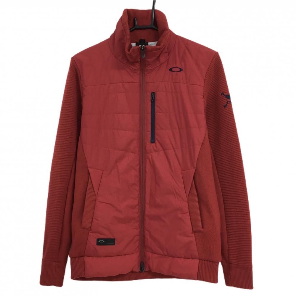 オークリー 中綿ニットジャケット レッド 前身頃中綿 蓄熱裏地 メンズ M ゴルフウェア Oakley