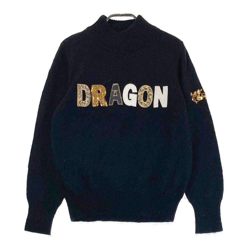 サイズ 2 DANCE WITH DRAGON ダンスウィズドラゴン モヘヤ混 裏地付 ニットセーター ブラック系 240101433122 ゴルフウェア レディース ストスト