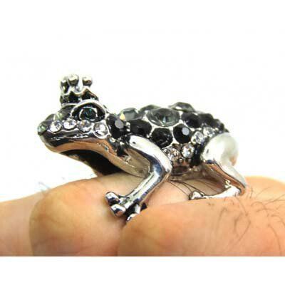 カエル 王冠 指輪 リング 蛙 ラインストーン キラキラ グッズ USサイズ