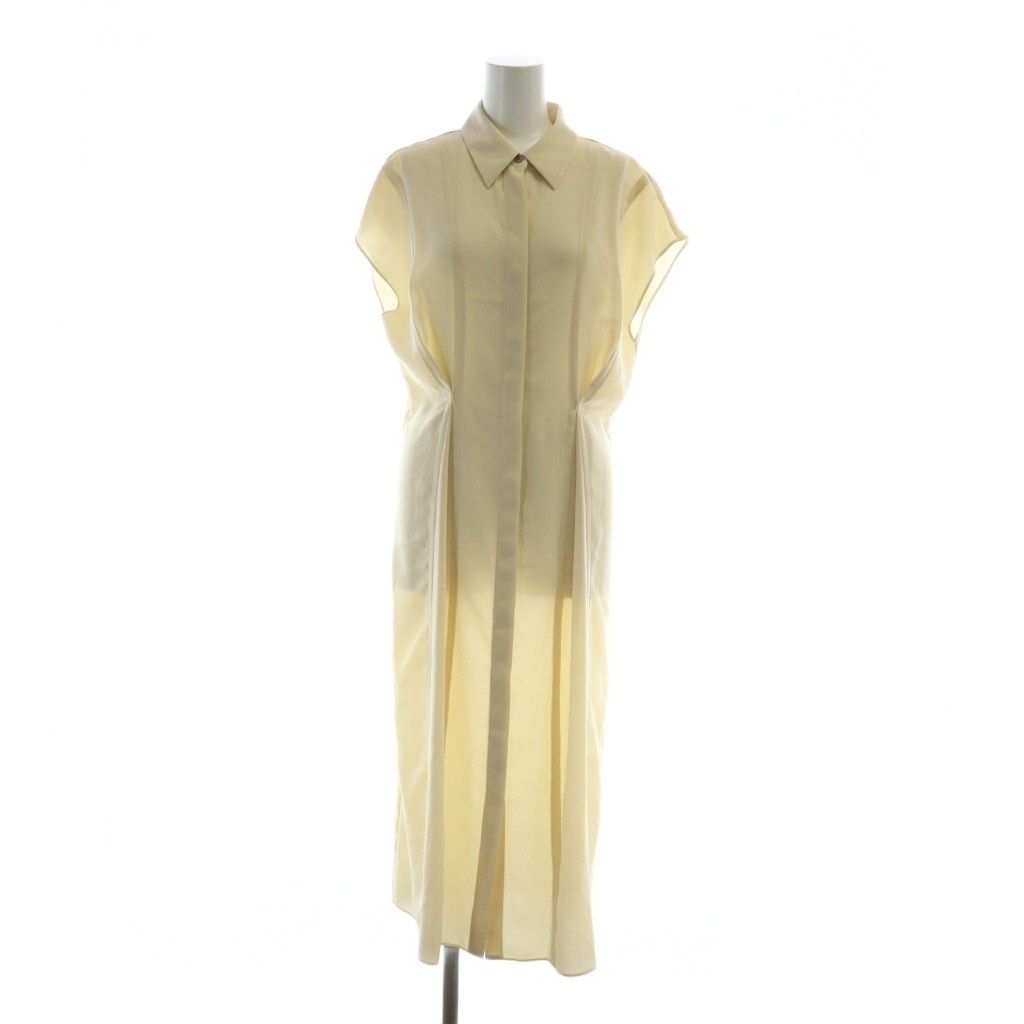 セオリー Theory 22AW SOFT GGT SL CINCH SHIRT DR ロングワンピース ロゴ ノースリーブ S ベージュ GY19 |MQ