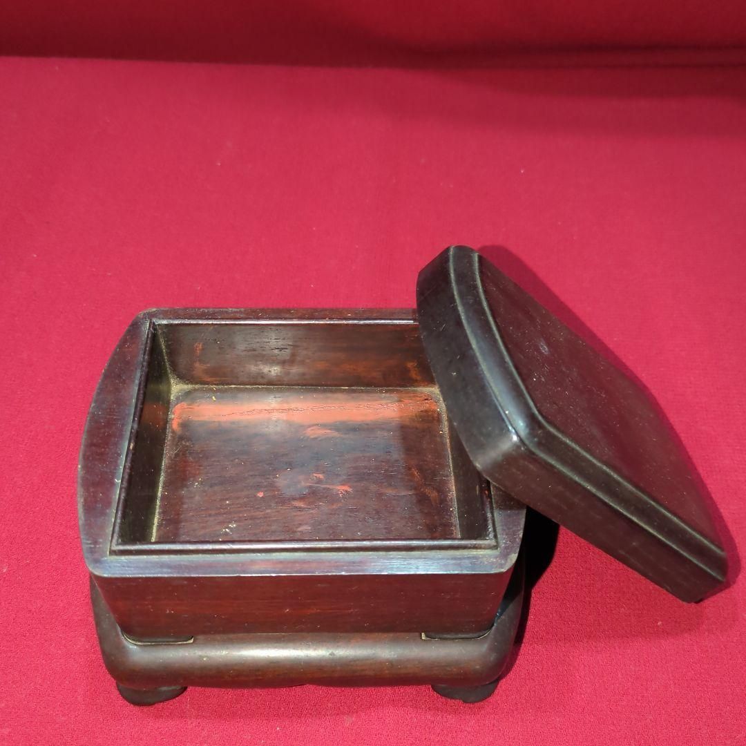 時代物　唐木　喫煙具　台付　小物入　煙草盆　中国美術　古美術　初出し 時代物 唐木 喫煙具 台付 小物入 煙草盆 中国美術 古美術 初出し