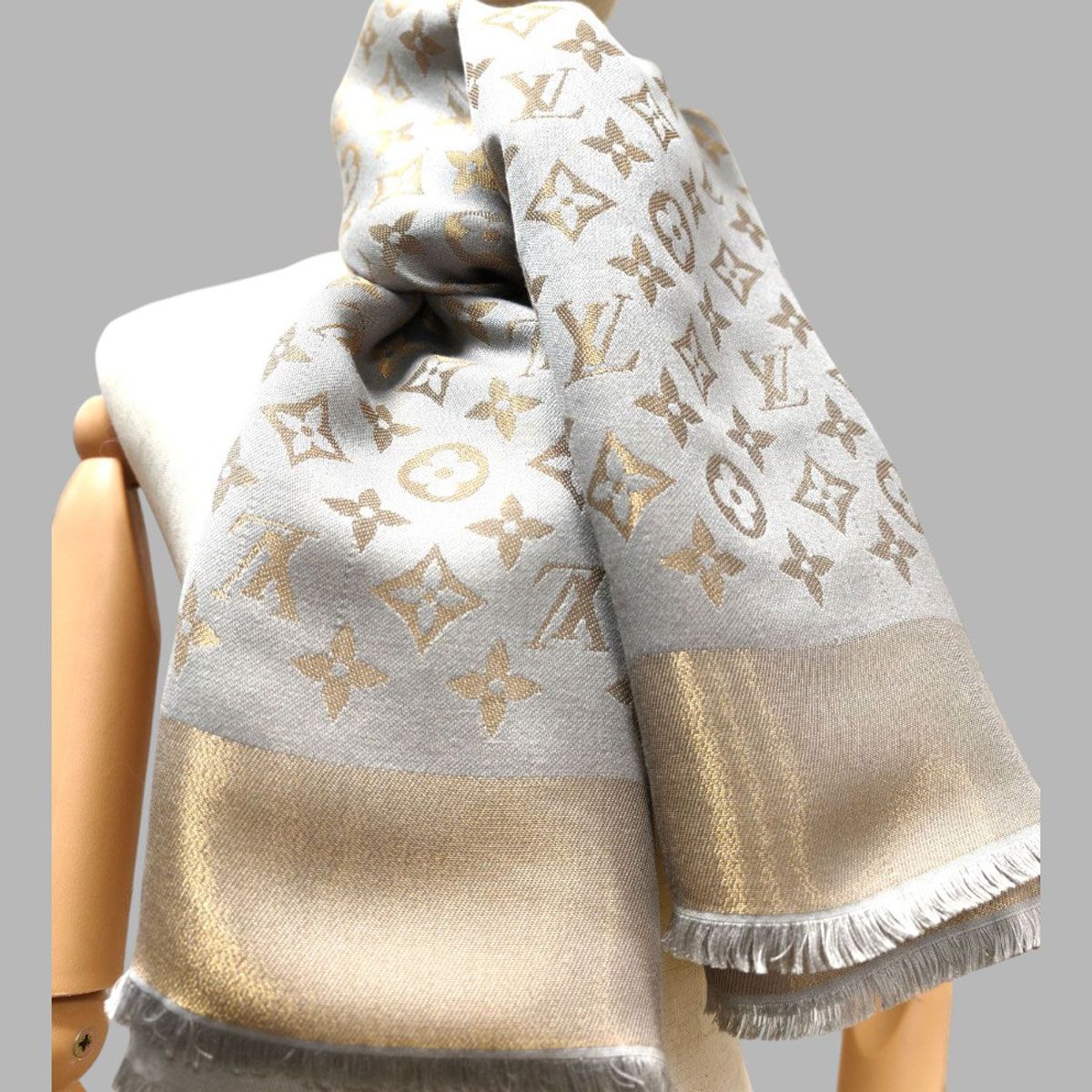 LOUIS VUITTON ルイヴィトン ショールモノグラムシャイン 大判 シルク