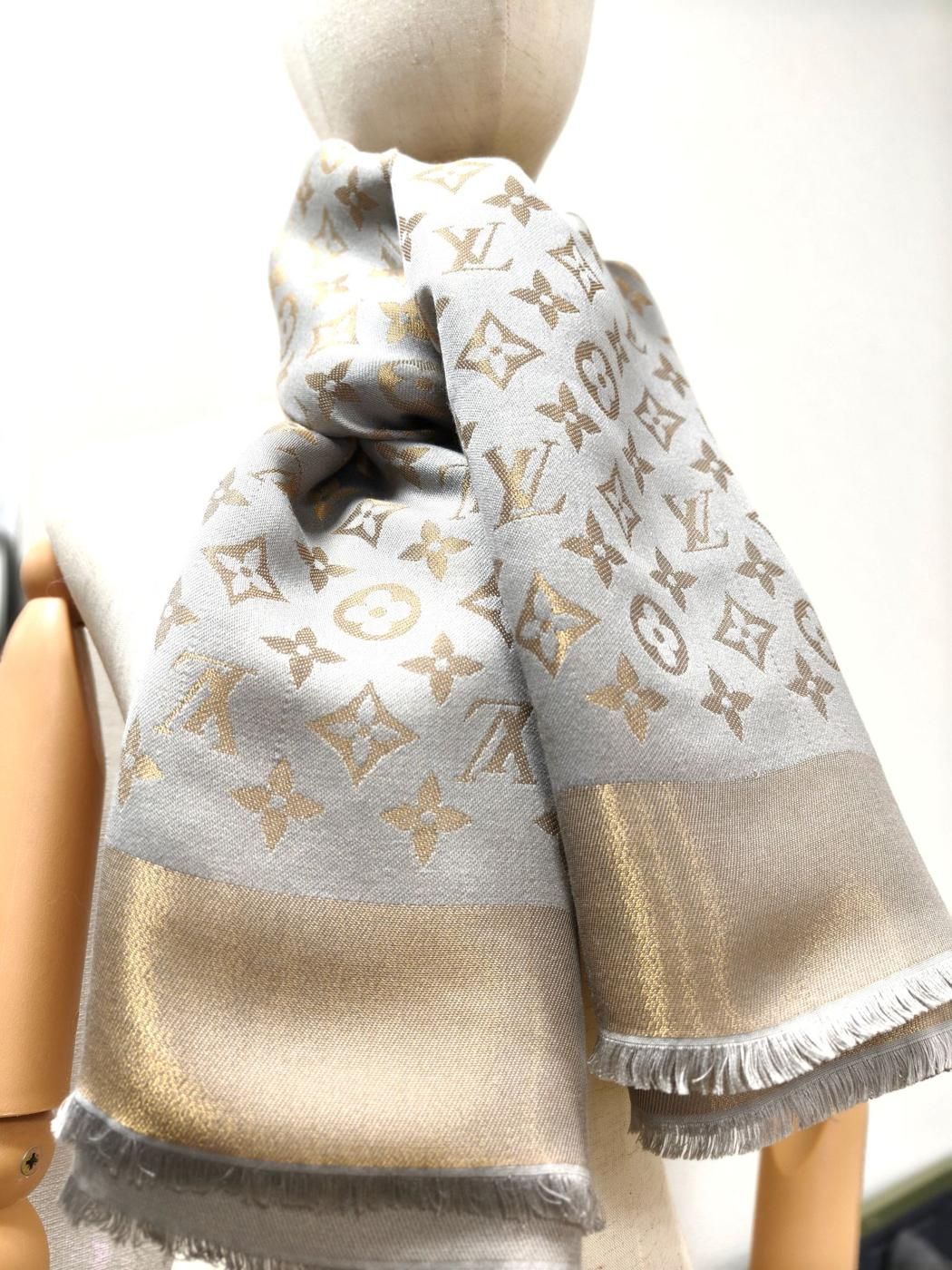 LOUIS VUITTON ルイヴィトン ショールモノグラムシャイン 大判 シルク