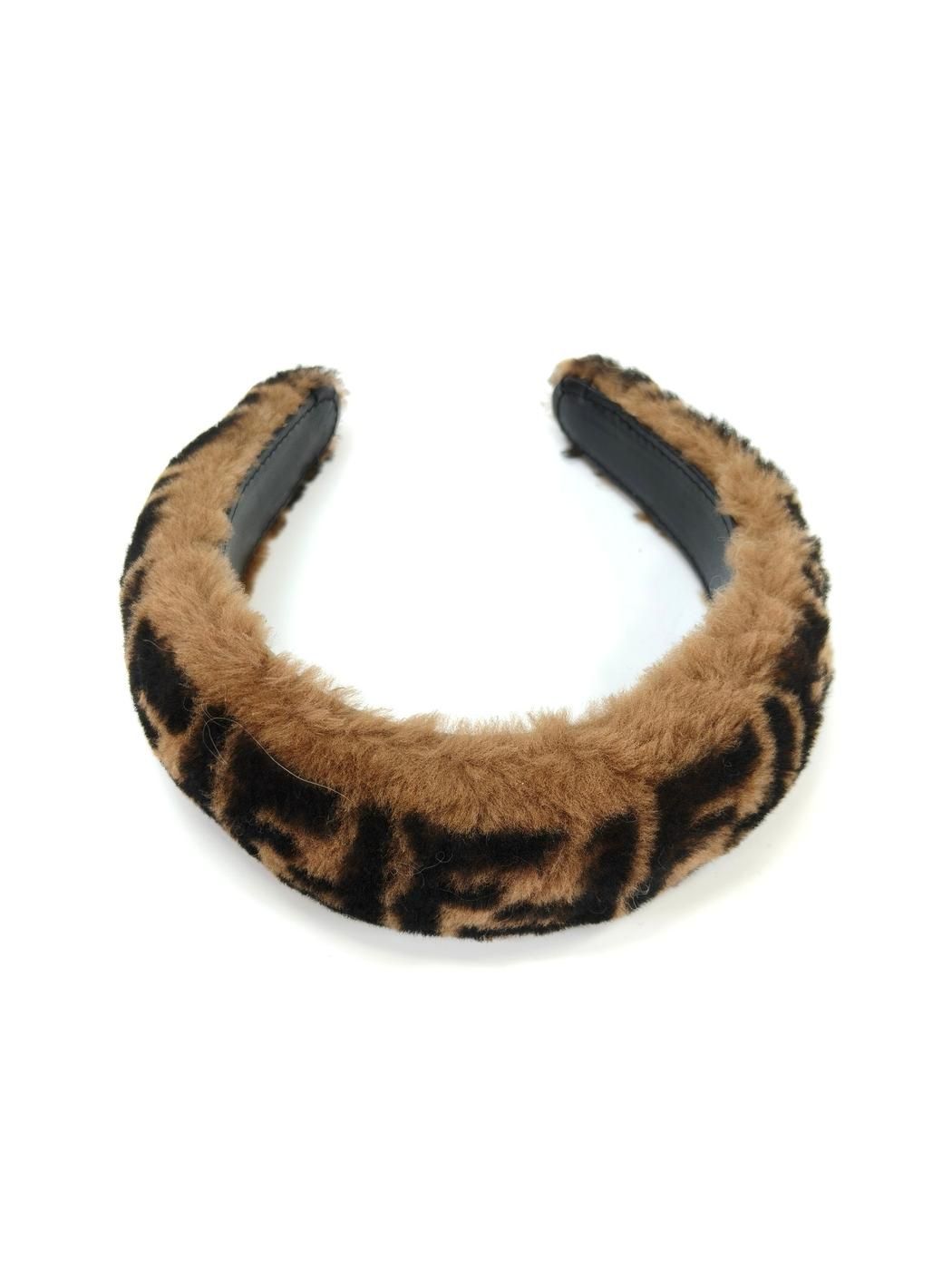 FENDI フェンディ ズッカ柄 ファー ヘアバンド カチューシャ FXQ642A9VQF0QE1 ブラウン 管理番号 10449