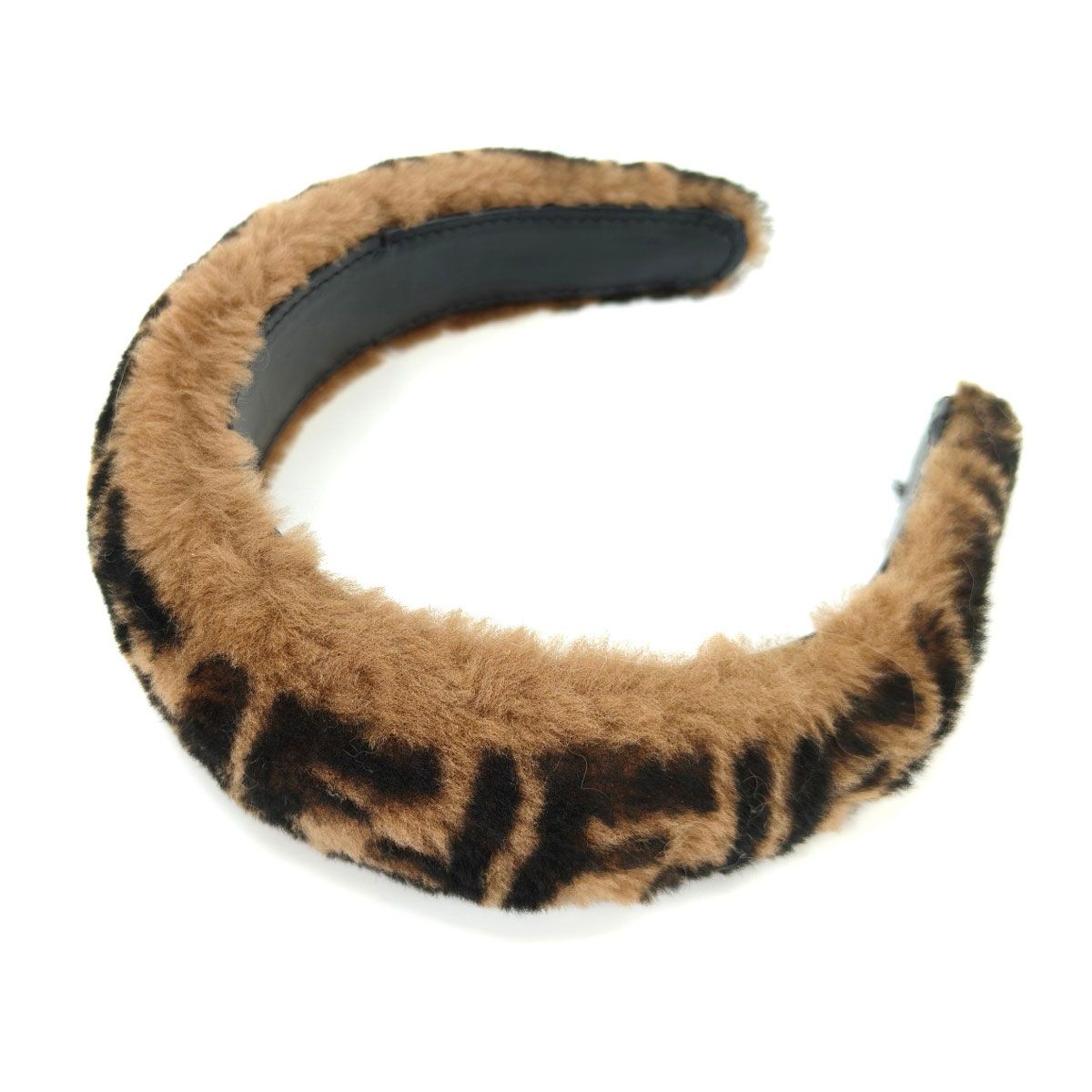 FENDI フェンディ ズッカ柄 ファー ヘアバンド カチューシャ FXQ642A9VQF0QE1 ブラウン 管理番号 10449