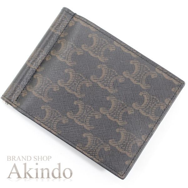 セリーヌ 二つ折り財布 マネークリップ付き CELINE トリオンフ ブラック 札入れ カード入れ メンズ サイフ 10J792BZR.38SI ビジネス スリム シンプル ブランド プレゼント