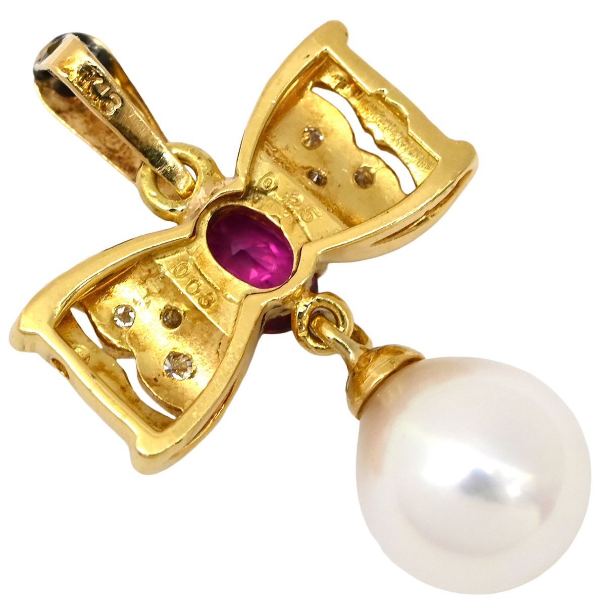 ペンダントトップ K18WG シルバー Au750 18K 18金 3連ダイヤ 3P 3石 3