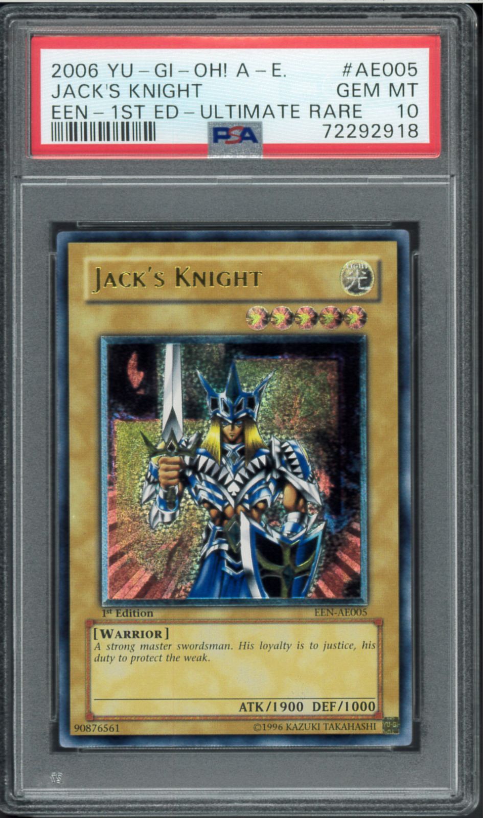 PSA10 JACK S KNIGHT ジャックスナイト 旧アジア レリーフ Ultimate Rare EEN-AE005 遊戯王カード Y000035