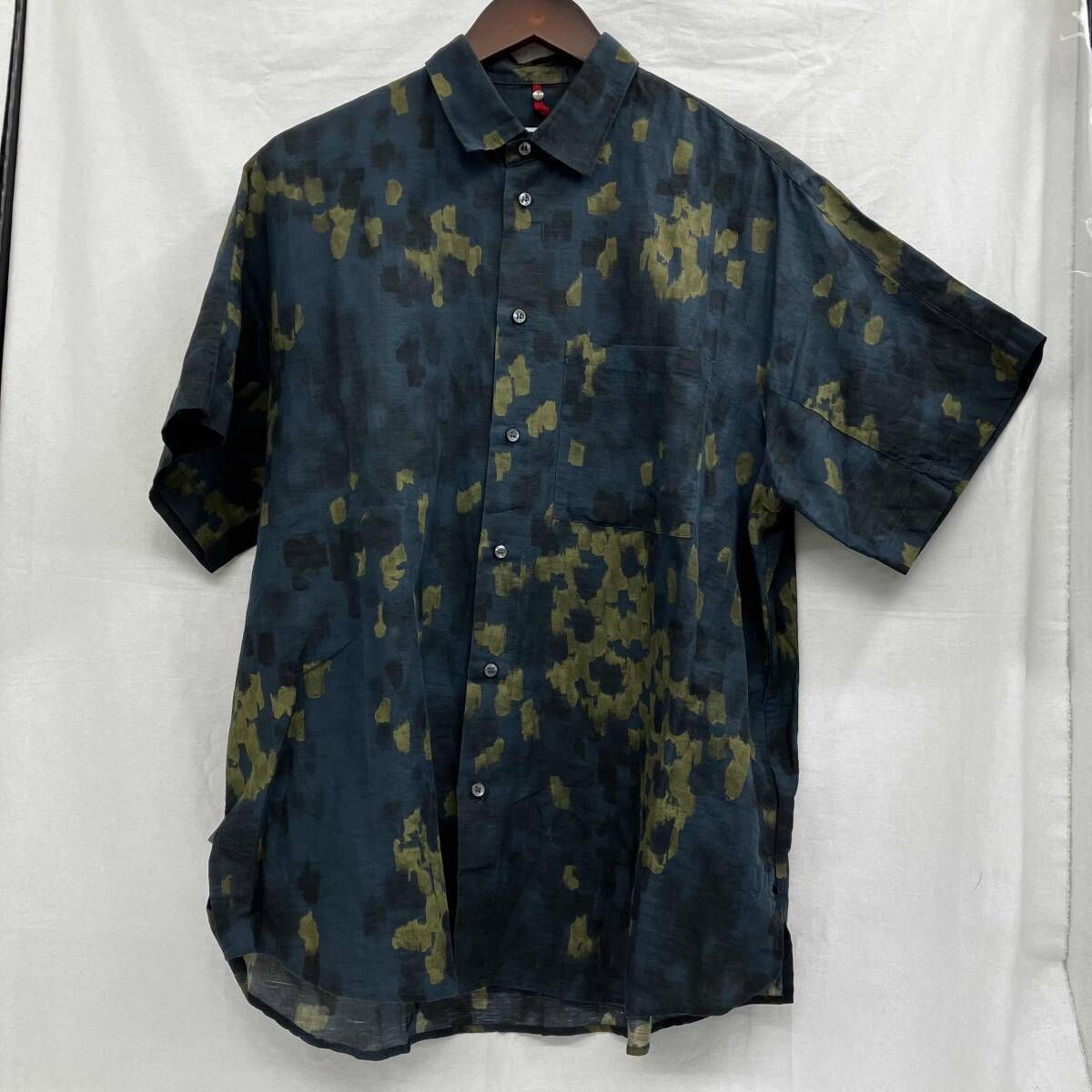 OAMC オーエーエムシー 総柄 ネイビー モスグリーン 半袖シャツ サイズM