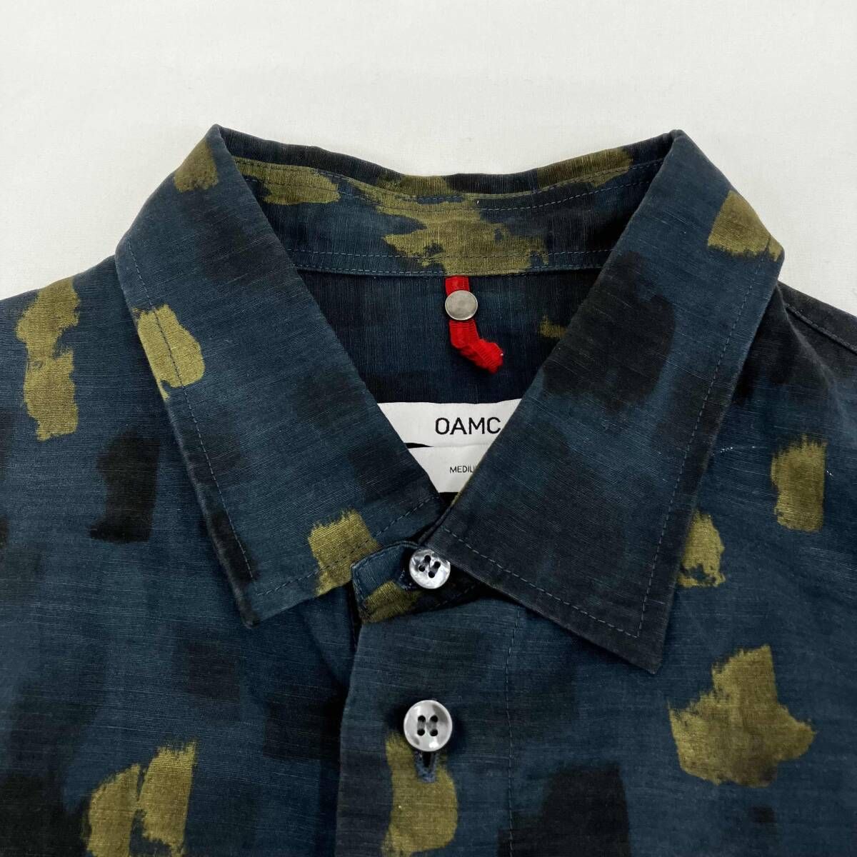 OAMC オーエーエムシー 総柄 ネイビー モスグリーン 半袖シャツ サイズM