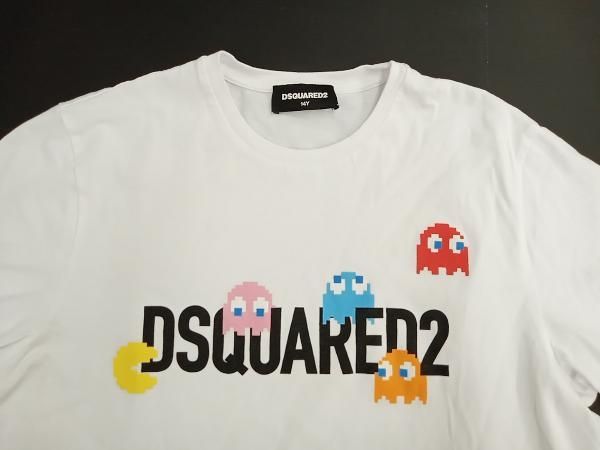  ディースクエアード 半袖Tシャツ パックマンロゴ キッズ 14 Y 160 72 ホワイト 夏 Tシャツ トップス