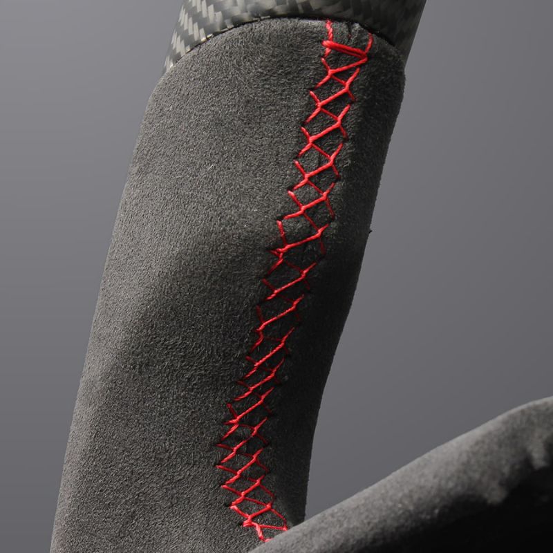 最上位モデル マットリアルカーボン x アルカンターラBK x レッドステッチ 純正交換ガングリップステアリング GT-R R35後期 H28 7- LS308 BRIGHTFACE_UK