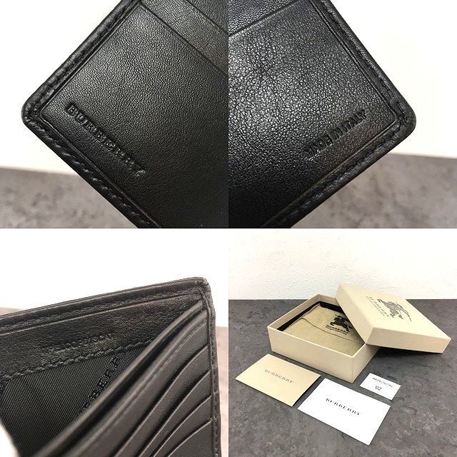 モダン 346 み BURBERRY 札入れ ブラック レザー バーバリーチェック 一流の素材、 完璧な品質。