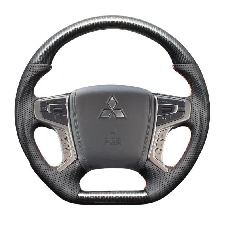 ユーロステッチ採用 カーボン調xオレンジステッチ 純正交換ガングリップステアリング アウトランダーPHEV GG系後期 H30|8-R3|12 LS300 GG2|3W