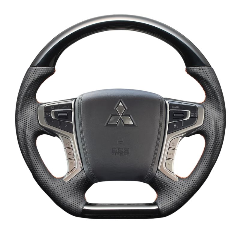 ユーロステッチ採用 ピアノブラックxオレンジステッチ 純正交換ガングリップステアリング アウトランダーPHEV GG系後期 H30|8-R3|12 LS299 GG2|3W