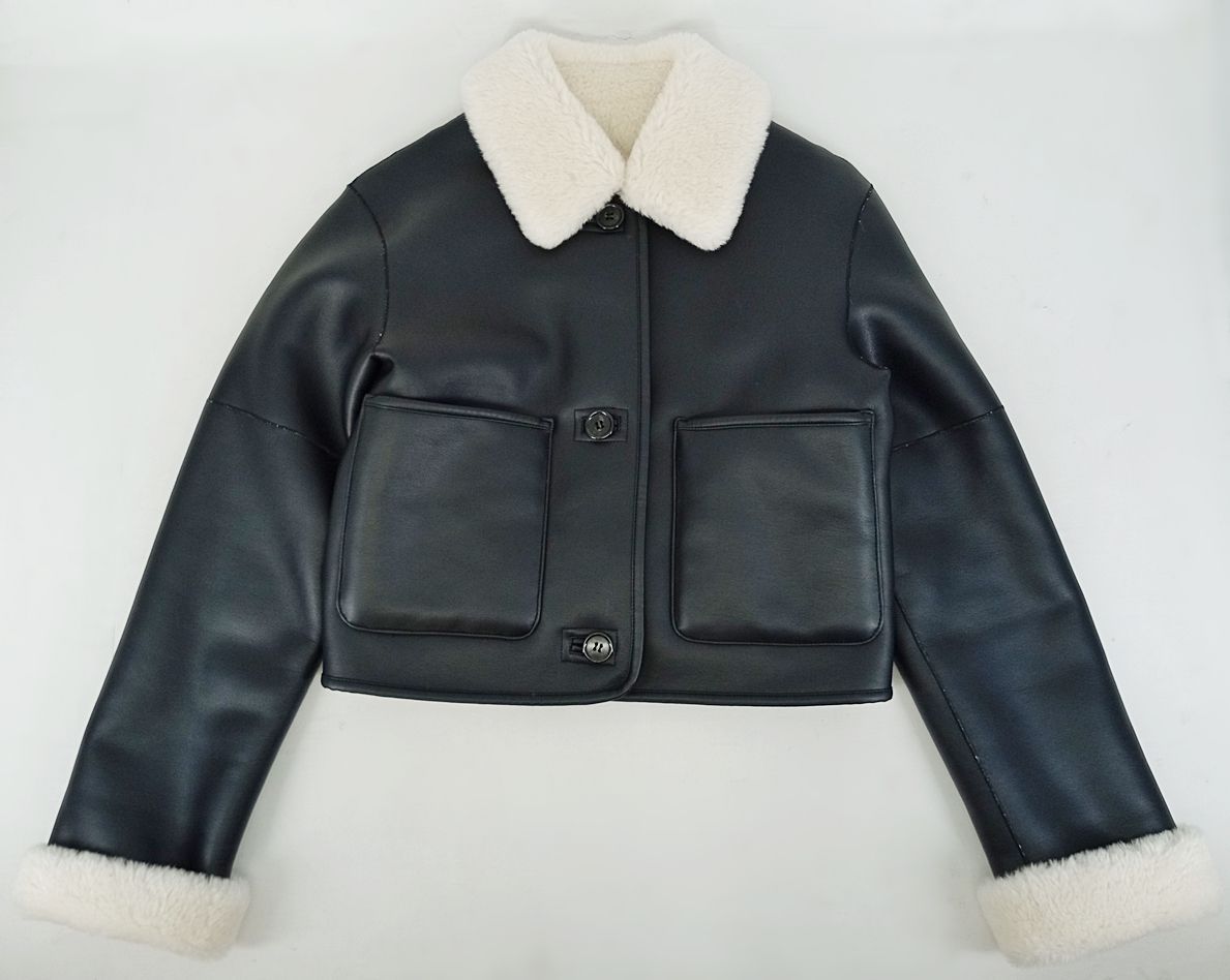 CLANE VEGAN LEATHER BOA SHORT JACKET CLANE VEGAN LEATHER BOA SHORT