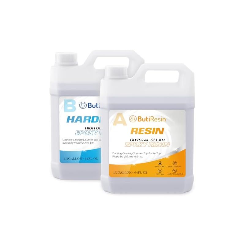 ButiResin エポキシ樹脂 二液性レジン液 大容量 1 gallon|4.3 kg エポキシレジン 2液性レジン液 ハードタイプ セルフレベリング 各種DIY用 epoxy resin 1