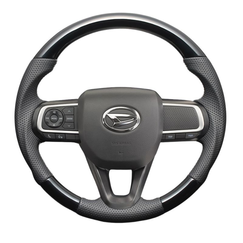 高品質の証ユーロステッチ採用 ピアノブラックxシルバーステッチ 純正交換ガングリップステアリング アトレー S700系 R4|1- LS291