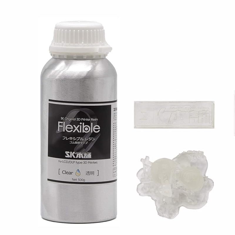 SK本舗 光造形 LCD DLP 3Dプリンター用 柔軟性 フレキシブルレジン 500g 透明色