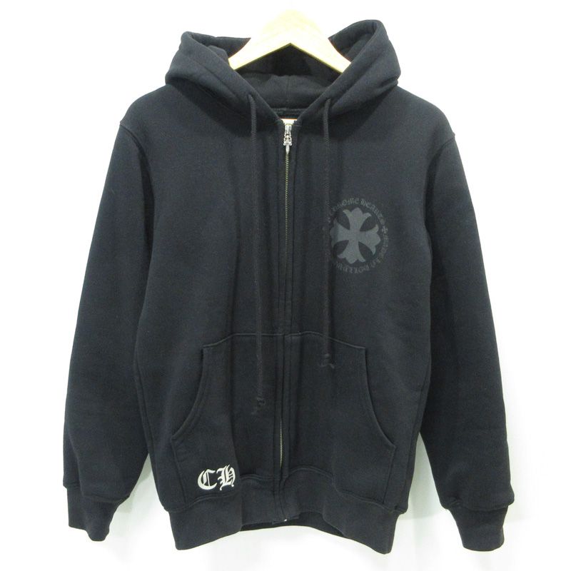 三重本店 CHROME HEARTS | クロムハーツ ダガージップクロスプリント長袖ジップパーカー 2212-304-4624 ブラック サイズ S US 108