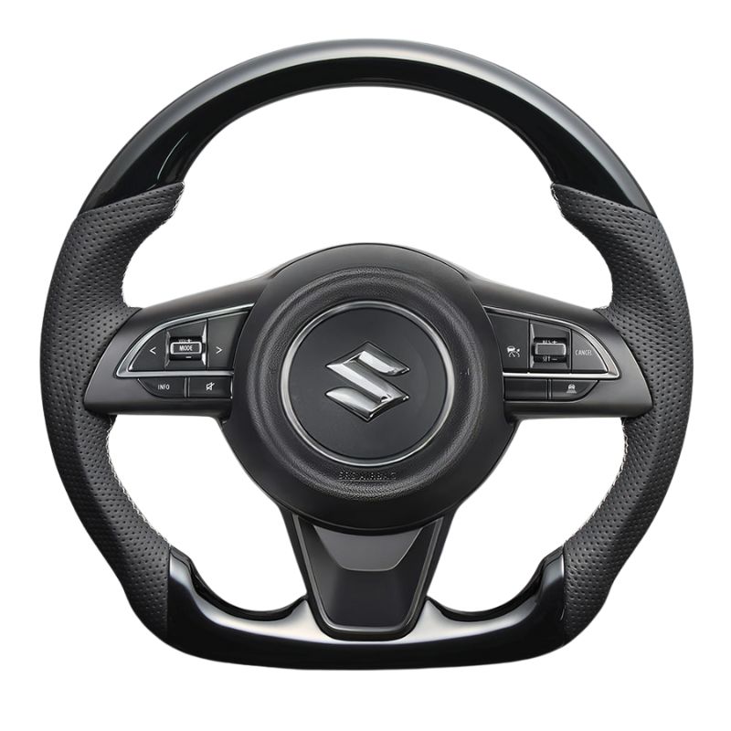 高品質の証ユーロステッチ採用 ピアノブラックxシルバーステッチ 純正交換ガングリップステアリング スイフト|スポーツ ZC|ZD系 H29|9- LS289