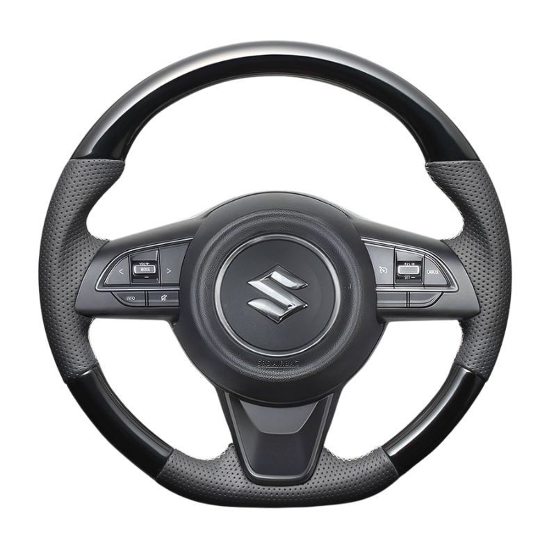 高品質の証ユーロステッチ採用 ピアノブラックxシルバーステッチ 純正交換ガングリップステアリング ジムニー|シエラ|ノマド JB64 H30|7- LS287