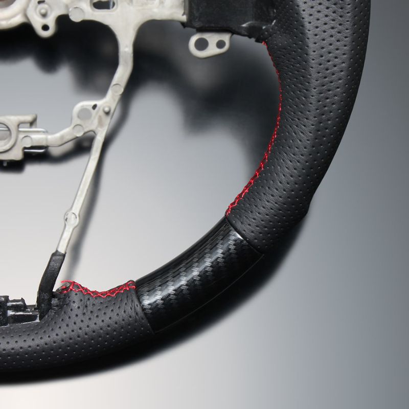 カーボン調xレッドステッチ 純正交換ガングリップステアリング