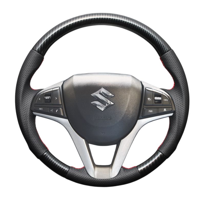 高品質の証ユーロステッチ採用 カーボン調xレッドステッチ 純正交換ガングリップステアリング ソリオ|バンディット MA46S|MA36S R2|1- LS282