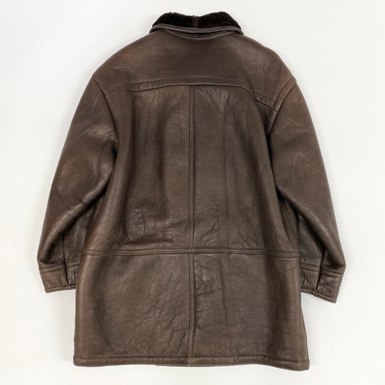 13j29 WOOLEA ムートンジャケット コート リアルラムスキン 羊革 42サイズ ブラウン メンズu02t