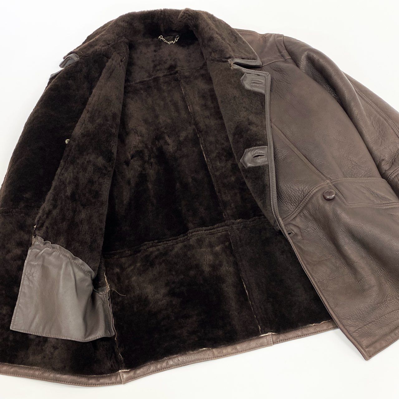 13j29 WOOLEA ムートンジャケット コート リアルラムスキン 羊革 42