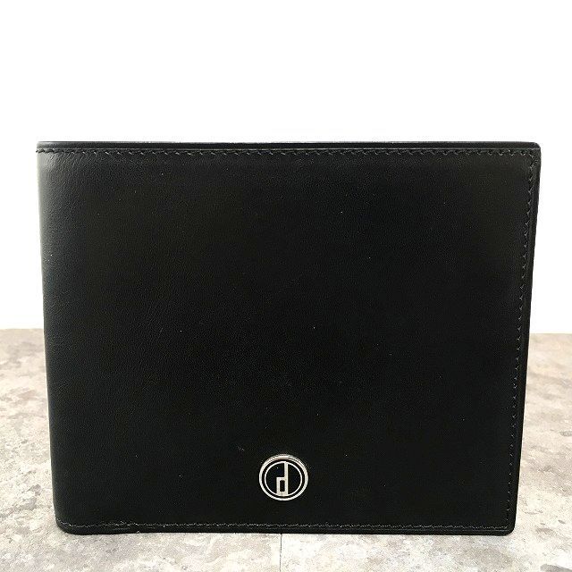 み 30 ダンヒル 二つ折り財布 黒 レザー 札入れ