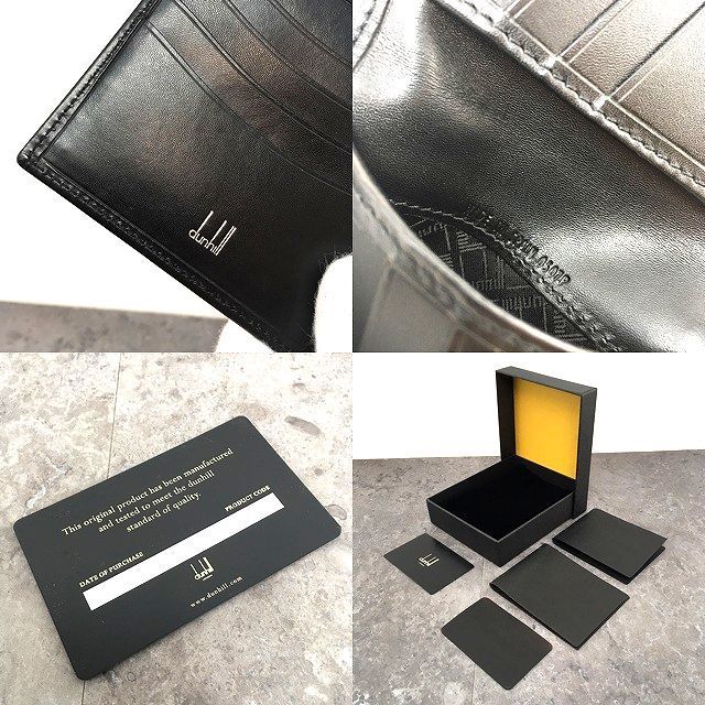  み 30 ダンヒル 二つ折り財布 黒 レザー 札入れ 折り財布 小物