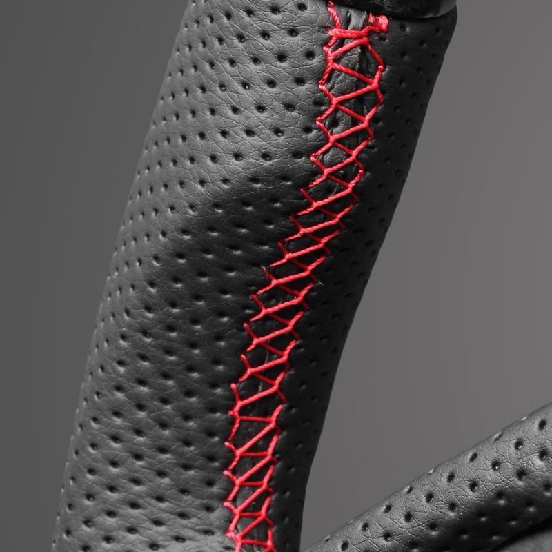 カーボン調xレッドステッチ 純正交換ガングリップステアリング