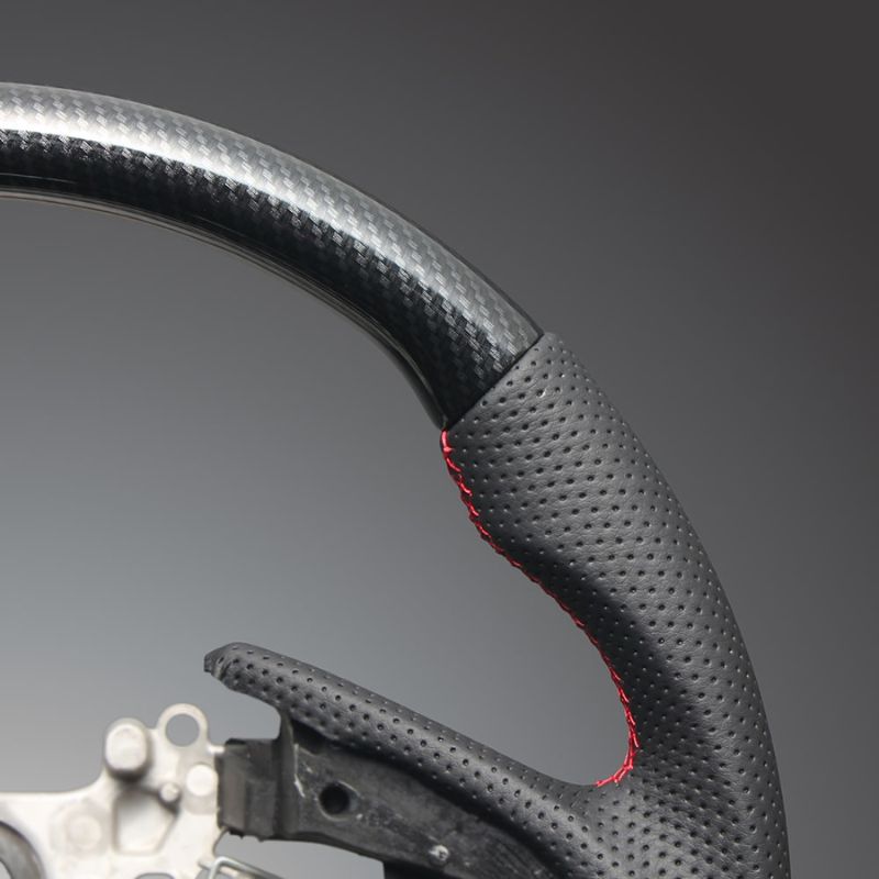 カーボン調xレッドステッチ 純正交換ガングリップステアリング