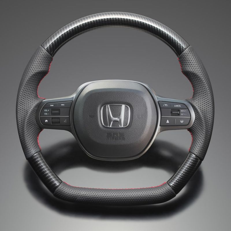 高品質の証ユーロステッチ採用 カーボン調xレッドステッチ 純正交換ガングリップステアリング N-BOX N-BOXカスタム JF5 6 R5 10- LS276