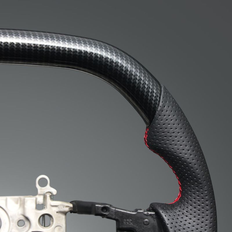 カーボン調xレッドステッチ 純正交換ガングリップステアリング