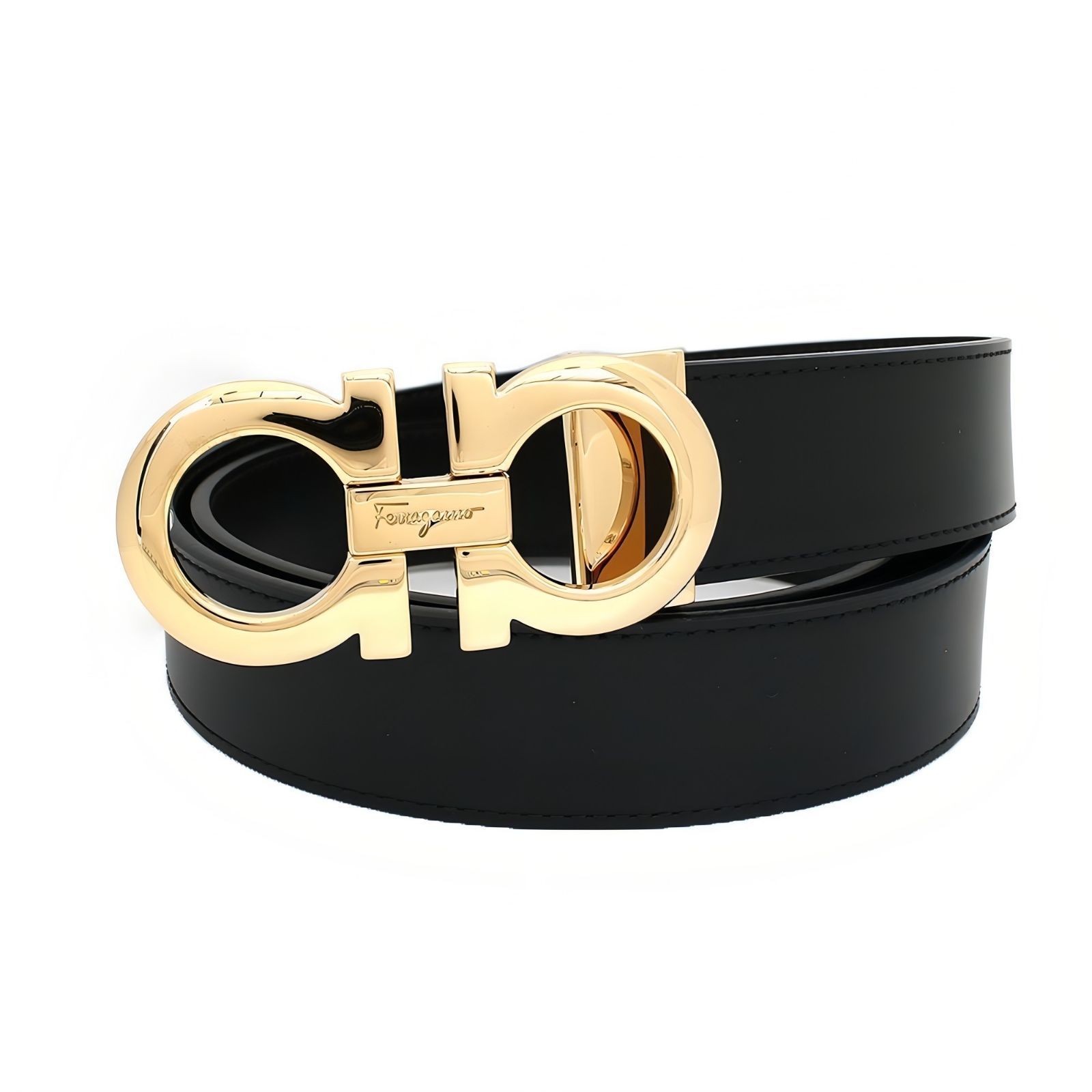 フェラガモ FERRAGAMO ベルト ダブル ガンチーニ リバーシブル ベルト ユニセックス ブラック ゴールド 人気 ブランド おしゃれ 誕生日 記念 プレゼント ギフト 送料無料