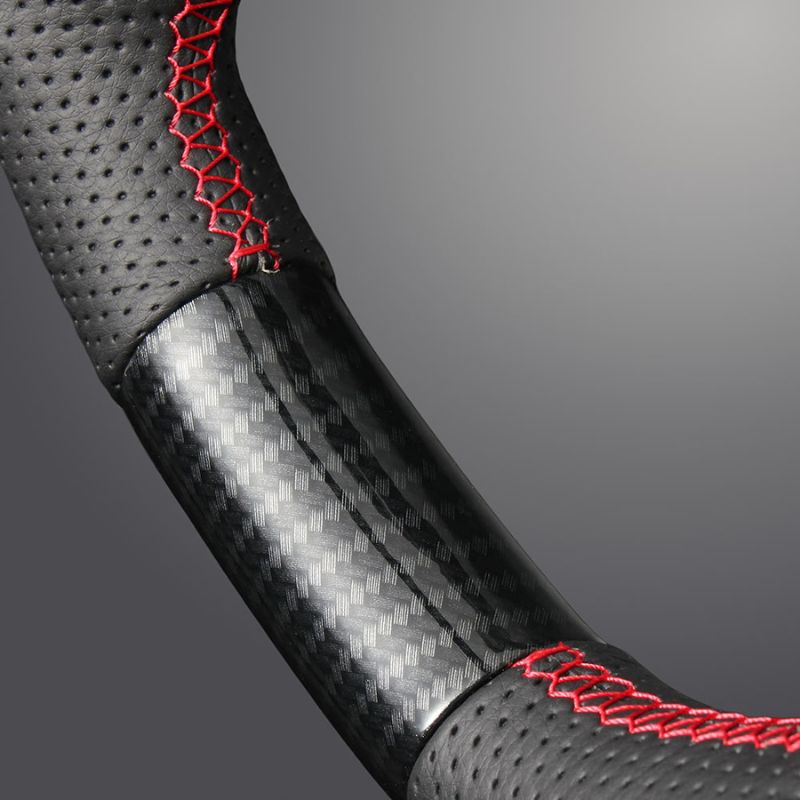 高品質の証ユーロステッチ採用 カーボン調xレッドステッチ 純正交換ガングリップステアリング CR-V ZC8 R6 7- LS266 BRIGHTFACE_UK