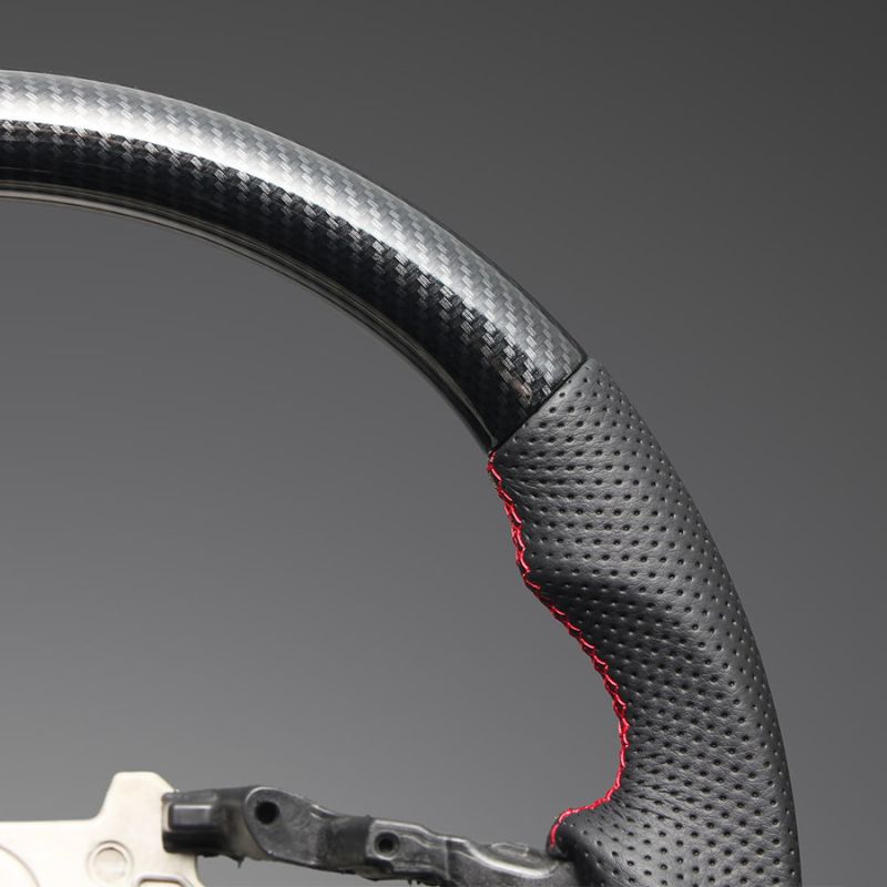 カーボン調xレッドステッチ 純正交換ガングリップステアリング