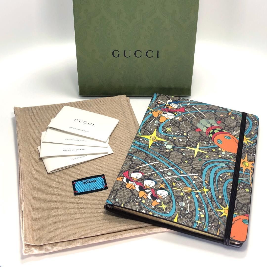 箱 保管袋付 GUCCI グッチ キャンバス ノート GGスプリーム 661731 ディズニー ドナルドダック 紙 ブラウン