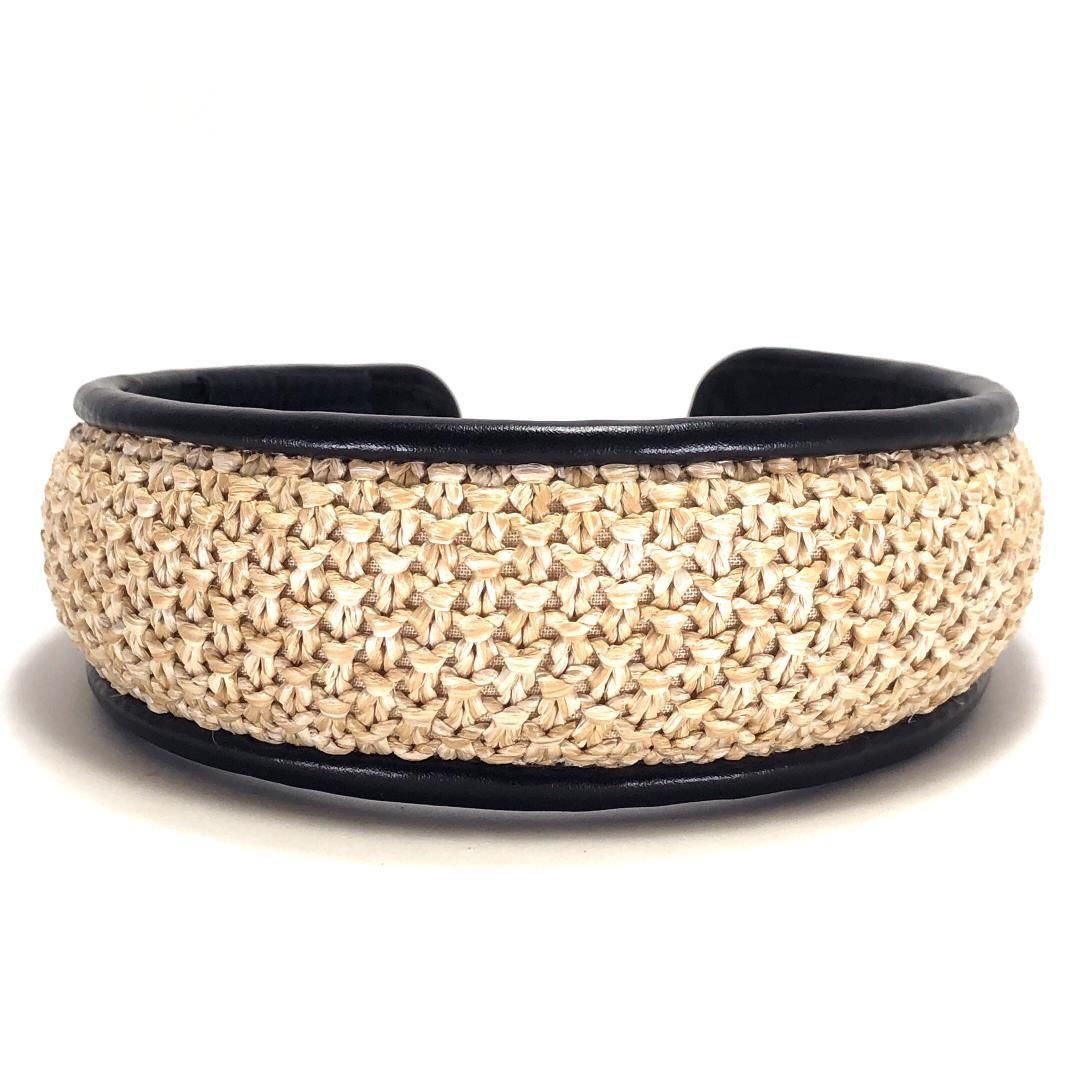 LOUIS VUITTON ルイヴィトン ヘッドバンド ラフィア M77534 ラフィア ラムレザー シルク NOIR ノワール DECORATOM_COM_BR