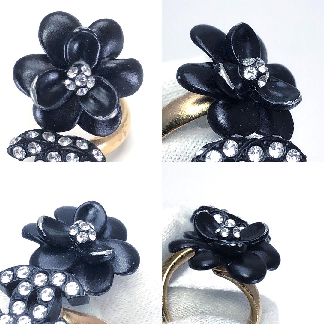 n*e様 シャネルココマークカメリアデザインストーンリング CHANEL シャネル／ココマーク カメリア リング／6号／花・フラワー