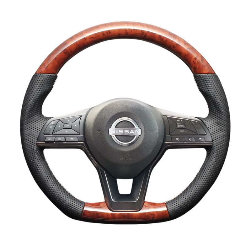 高品質の証ユーロステッチ採用 茶木目xシルバーステッチ 純正交換ガングリップステアリング キャラバンNV350 E26 R3|11- LS253